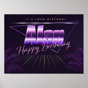 Alan Name Vorname Retro Poster Geburtstag