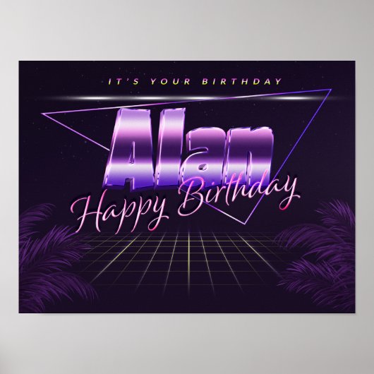 Alan Name Vorname Retro Poster Geburtstag (Voorkant)