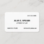 Alan;s Biz Card Visitekaartje (Achterkant)