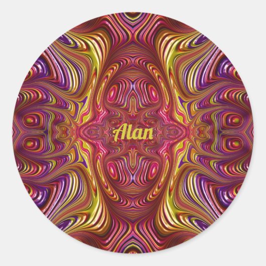 ALAN ~ Veelkleurige Fractal Design ~ Ronde Sticker (Voorkant)