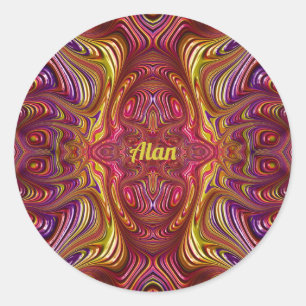 ALAN ~ Veelkleurige Fractal Design ~ Ronde Sticker