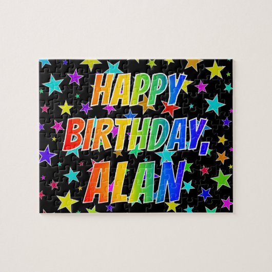 "ALAN" voornaam, geun "HAPPY BIRTHDAY" Legpuzzel (Horizontaal)