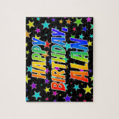 "ALAN" voornaam, geun "HAPPY BIRTHDAY" Legpuzzel (Verticaal)