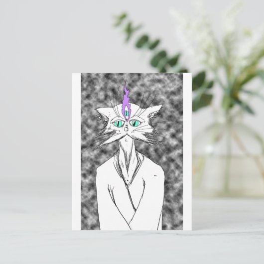 Alan Watts Cat Briefkaart (Staand voorkant)