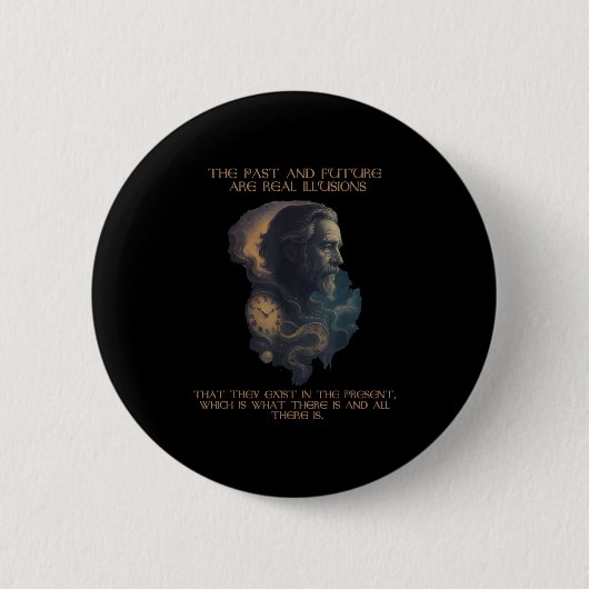 Alan Watts citeert Time Illusion Klok Kosmische Ge Ronde Button 5,7 Cm (Voorkant)