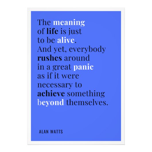 Alan Watts - De zin van het leven Foto Afdruk (Voorkant)