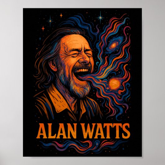 Alan Watts lacht met de psychedelische kunst van G Poster (Voorkant)
