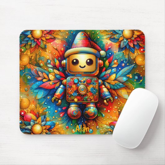 ALAN ~ Zany ROBOT Christmas Muismat (Met muis)