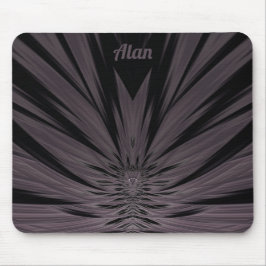 ALAN ~ Zwart en grijs fractale patroon ~ Muismat