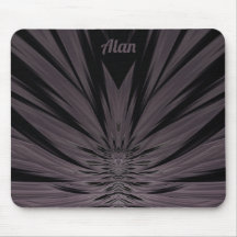 ALAN ~ Zwart en grijs fractale patroon ~ Muismat