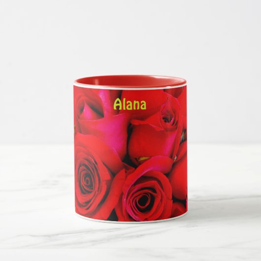 ALANA ~ Gepersonaliseerde Rozen knoppen Foto ~ Mok (Midden)