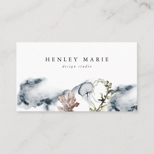 ALANA Tropical Beach Ocean Jelly Fish Waterverf Visitekaartje (Voorkant)