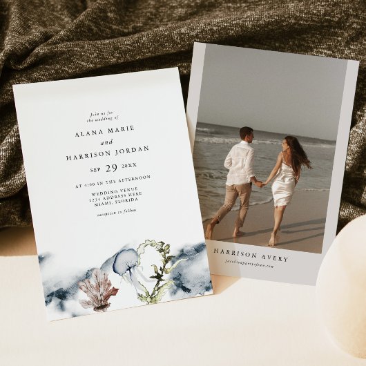 ALANA Tropical Ocean Coral Jelly Fish Beach Foto Kaart