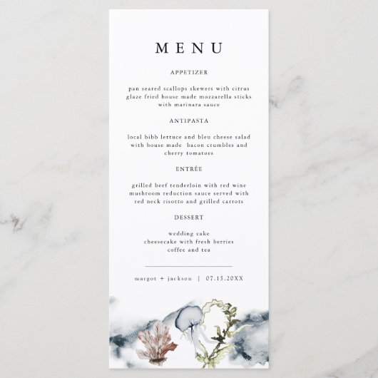 ALANA Tropical Ocean Coral Jelly Fish Beach Menu (Voorkant)