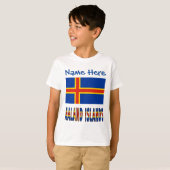 Åland Eilanden Ålander Vlag Blauw Personalisatie T-shirt (Voorkant volledig)