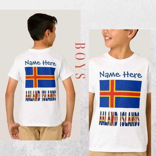 Åland Eilanden Ålander Vlag Blauw Personalisatie T-shirt