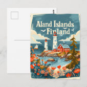 Åland Eilanden Finland handgetekende kunst Briefkaart (Voorkant / Achterkant)