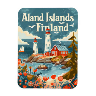 Åland Eilanden Finland handgetekende kunst Magneet