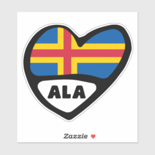 Åland Eilanden Landcode Vlag Hart, ALA Sticker