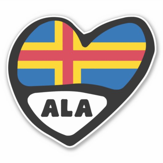 Åland Eilanden Landcode Vlag Hart, ALA Sticker (Voorkant)