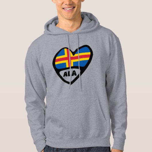Åland Eilanden Landcode Vlag Hart Hoodie (Voorkant)