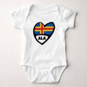Åland Eilanden Landcode Vlag Hart Romper (Voorkant)