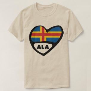 Åland Eilanden Landcode Vlag Hart T-shirt