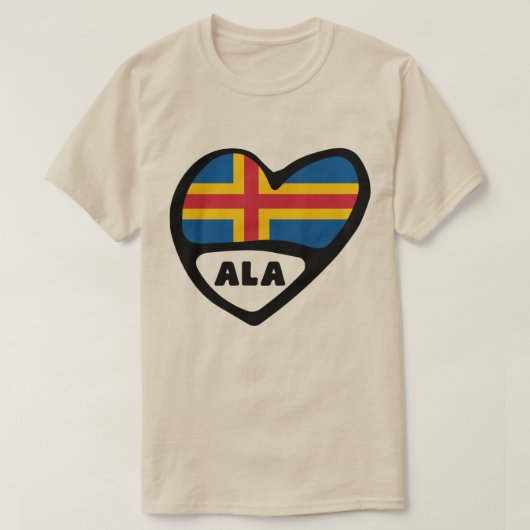Åland Eilanden Landcode Vlag Hart T-shirt (Design voorkant)
