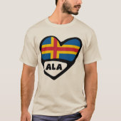 Åland Eilanden Landcode Vlag Hart T-shirt (Voorkant)