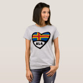 Åland Eilanden Landcode Vlag Hart T-shirt (Voorkant volledig)