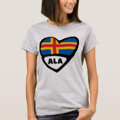 Åland Eilanden Landcode Vlag Hart T-shirt (Voorkant)