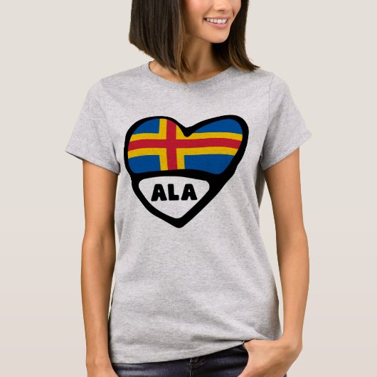 Åland Eilanden Landcode Vlag Hart T-shirt (Voorkant)