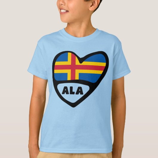 Åland Eilanden Landcode Vlag Hart T-shirt (Voorkant)