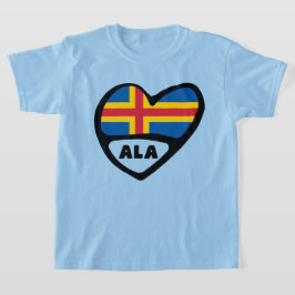 Åland Eilanden Landcode Vlag Hart T-shirt
