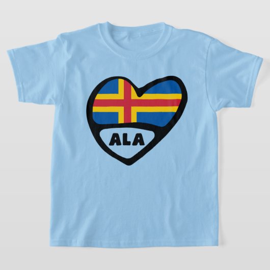 Åland Eilanden Landcode Vlag Hart T-shirt (Laagn)