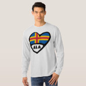 Åland Eilanden Landcode Vlag Hart T-shirt (Voorkant volledig)
