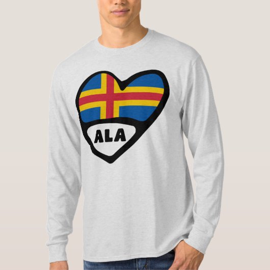 Åland Eilanden Landcode Vlag Hart T-shirt (Voorkant)