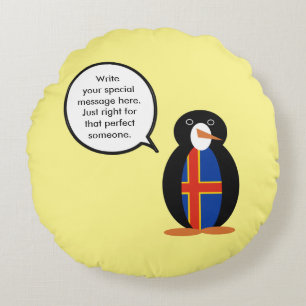 Åland-eilanden pratende mevrouw Penguin gepersonal Rond Kussen