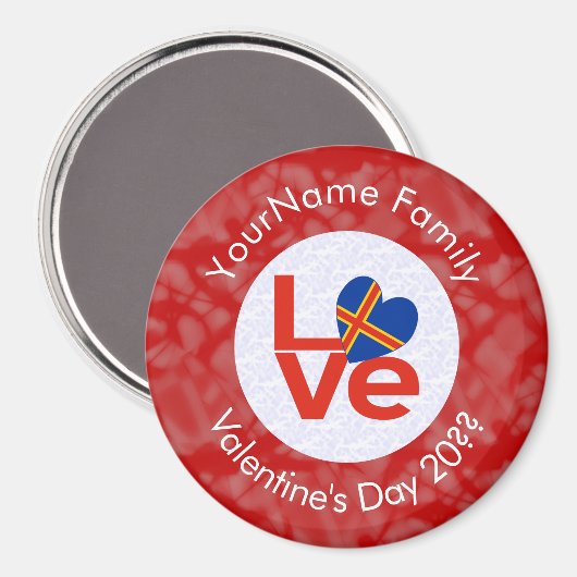Åland Eilanden Rode LOVE Vlag Gepersonaliseerd Magneet (Voorkant / Achterkant)