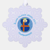 Åland eilanden vlag engel gepersonaliseerd ornament kaart (Achterkant)