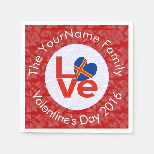 Åland Eilanden Vlag Hart Rode Liefde Servetten (Voorkant)