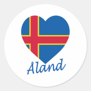 Aland Eilanden Vlag Hart Ronde Sticker