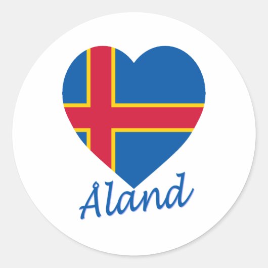Aland Eilanden Vlag Hart Ronde Sticker (Voorkant)