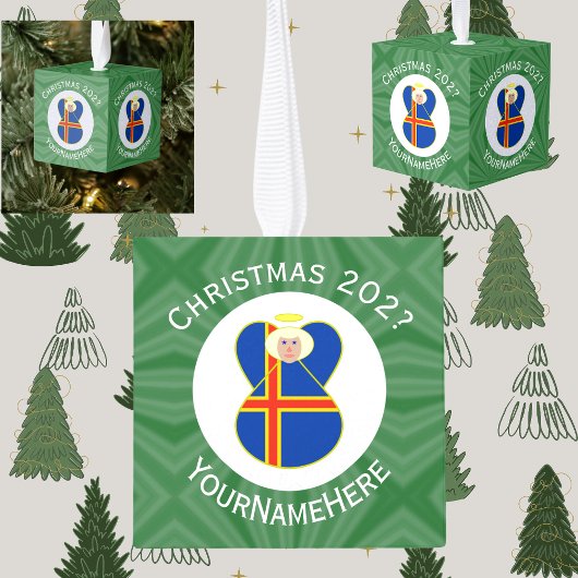 Åland eilanden vlag kerst engel gepersonaliseerd decoratie