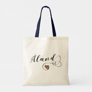 Åland Heart Flag, Aland Islands, Finland Canvas ta Tote Bag