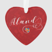Åland Heart Flag, Aland Islands, Finland Ornament (achterkant)