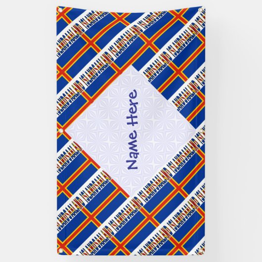 Åland Islands Aalander Flag Tiled Personalized Spandoek (Verticaal)