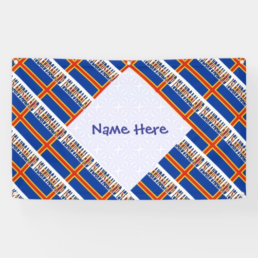 Åland Islands Aalander Flag Tiled Personalized Spandoek (Horizontaal)
