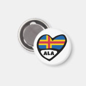 Åland Islands Country Code Flag Heart ALA Magneet (Voorkant / Achterkant)