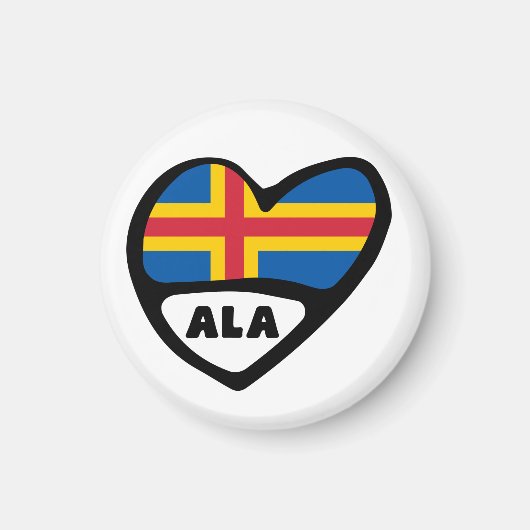 Åland Islands Country Code Flag Heart ALA Magneet (Voorkant)